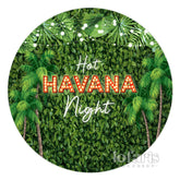 Feuilles vertes Hot Havana Night Round Toile de fond d'été